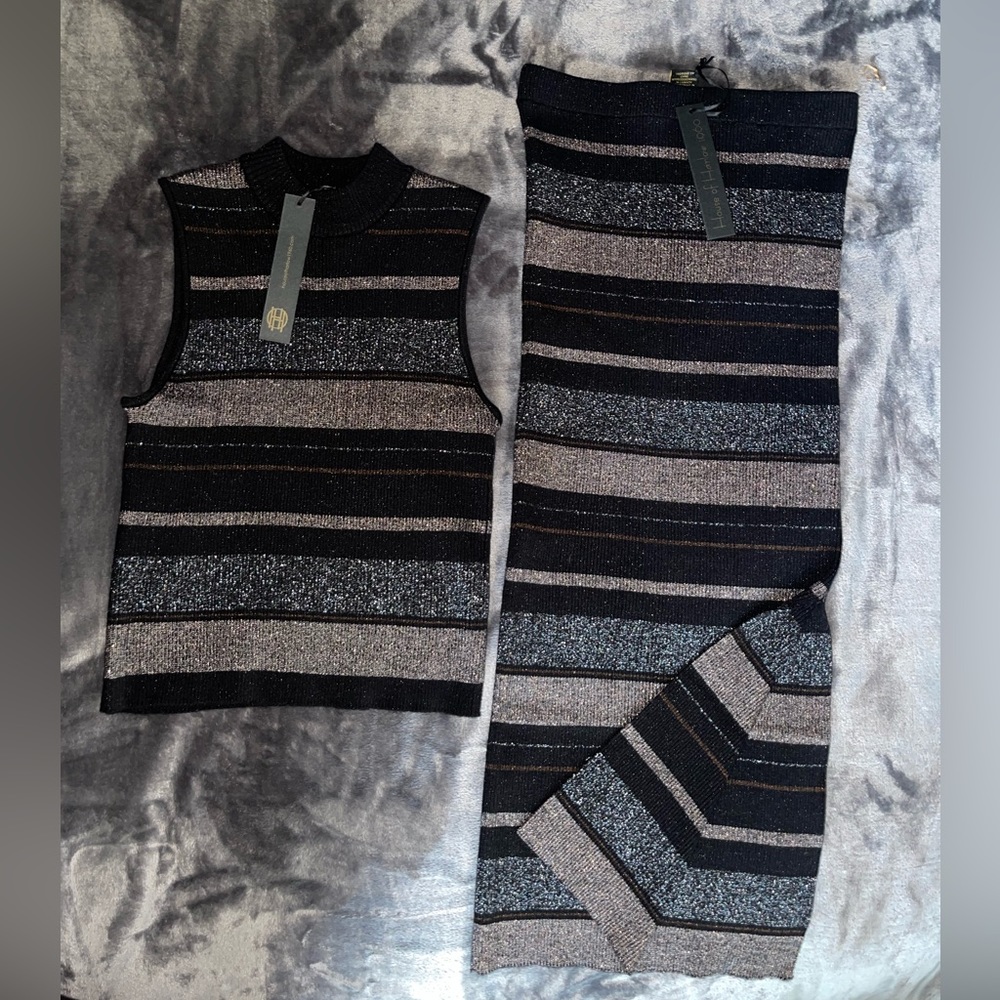 House of Harlow 1960 midi skirt and turtleneck crop top bundle